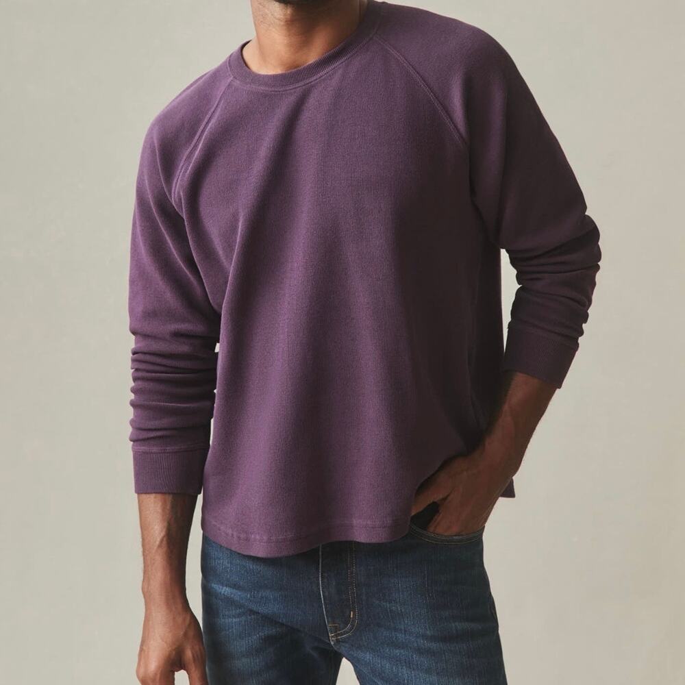 American Giant French Rib Knit Long Sleeve Crew Sweater Large Grapeseed